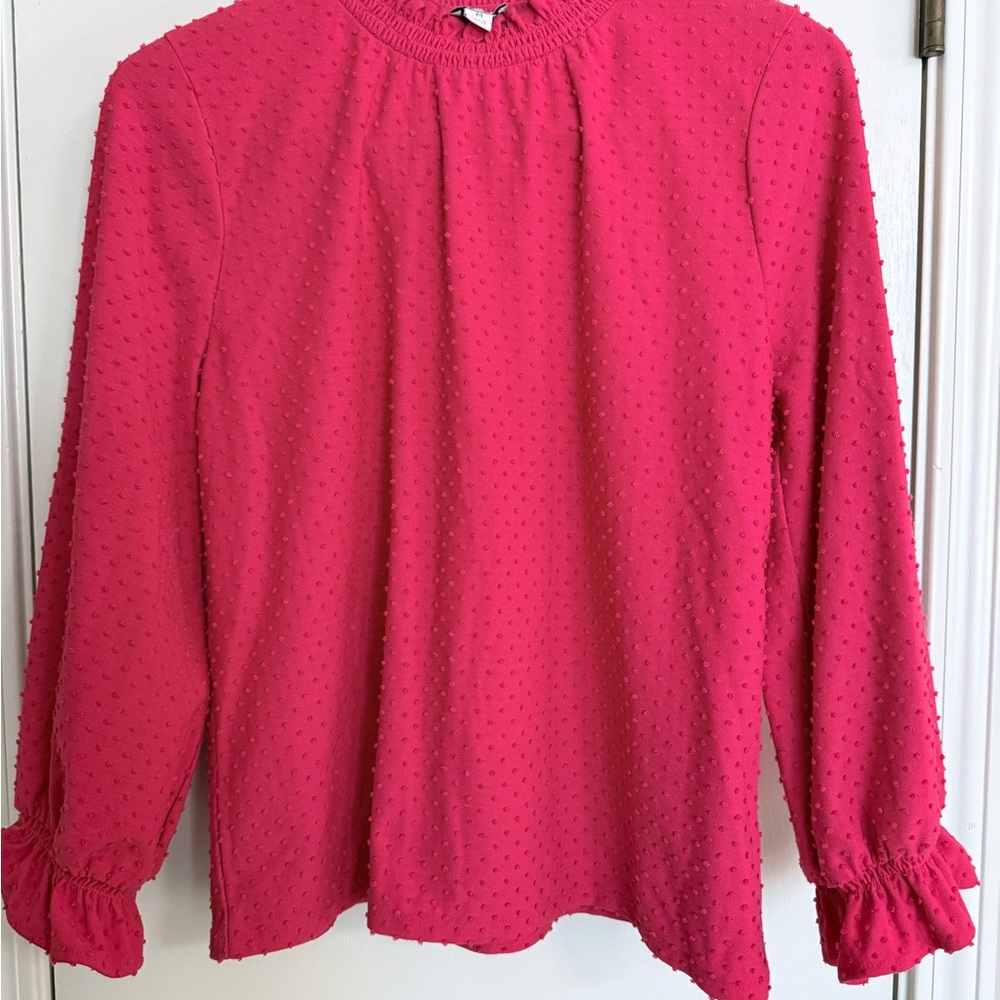 J. Crew Vibrant Pink Textured Blouse